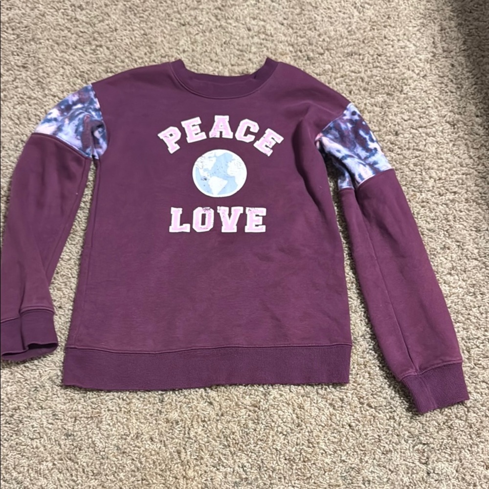 Kids Purple Peace Love Sweatshirt